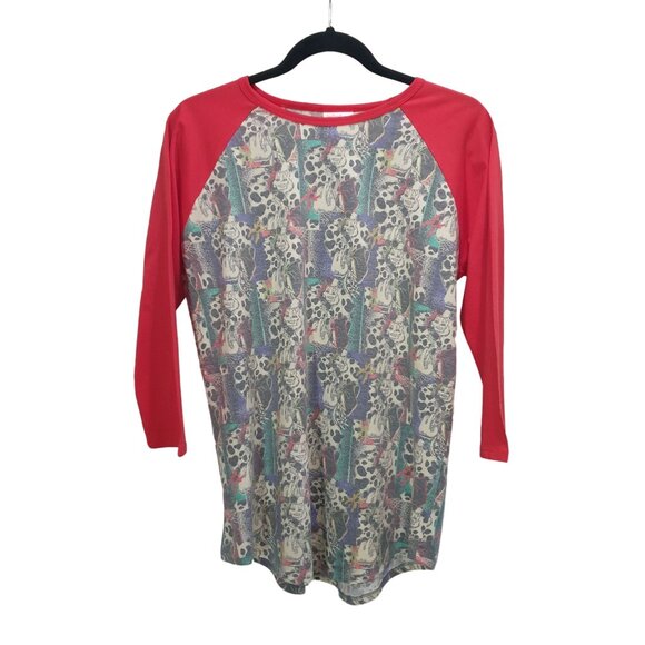 LuLaRoe Disney Randy M Women Raglan Top With Cruella Print Dalmatians 3/4 Sleeve - Picture 1 of 6